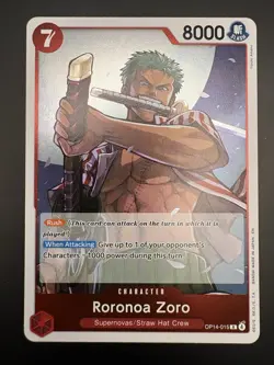 Roronoa Zoro OP14-015 Rare | One Piece TCG Azure Sea’s Seven Foil NM - Image 2