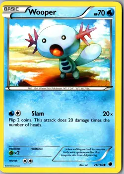 Wooper 21/116 Common Plasma Freeze LP Pokemon Card - Image 1