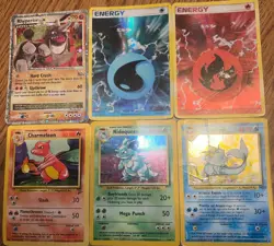 Pokemon Card Lot 6 Total- All Damaged Condition, Rhyperior Has Graffiti On Back - Image 1