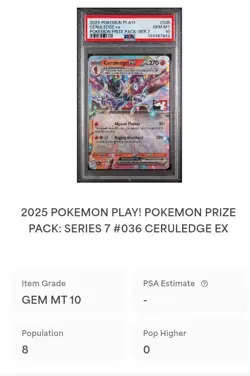 PSA 10 Ceruledge Ex 036/191 Pokemon Play! Prize Pack Series 7 - Population is 8 - Image 3