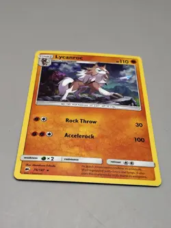 Lycanroc 76/147 Cracked Ice Holo Burning Shadows Pokemon Card NM - Image 1