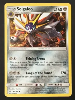 Pokemon TCG Solgaleo 87/145 SM Guardians Rising Cracked Ice Holo Rare NM - Image 1