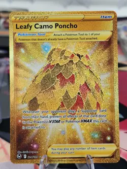 Pokemon TCG 214/195 Leafy Camo Poncho Silver Tempest Secret Gold Rare NM - Image 1