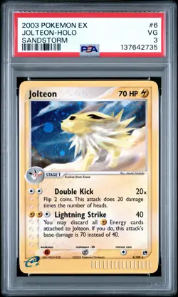 2003 POKEMON EX SANDSTORM #6 JOLTEON-HOLO PSA 3 - Image 1