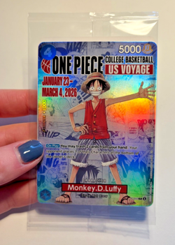 One Piece CCG Monkey.D.Luffy College Basketball Trading Card (Brand New) - Image 1