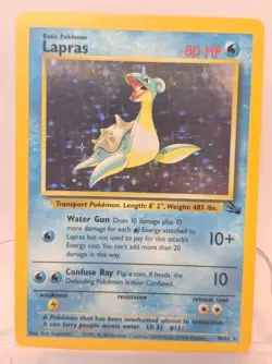 LAPRAS Pokemon TCG Fossil HOLO Rare Card #10/62 Vintage 1999 - Image 1