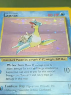 LAPRAS Pokemon TCG Fossil HOLO Rare Card #10/62 Vintage 1999 - Image 2