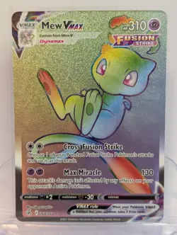 Pokemon Mew VMAX TCG Fusion Strike Secret Rare Holo Card 268/264 Rainbow NM - Image 1