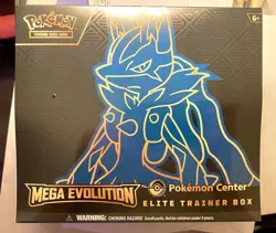 Pokemon Center Mega Evolutions Elite Trainer Box LUCARIO ✅ small holes plastic - Image 1