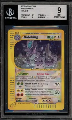Pokemon Nidoking Aquapolis Crystal Holo Secret Rare #150 BGS 9 Mint - Image 1
