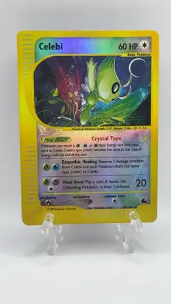 Celebi 145/144 Skyridge Reverse Holo Secret Rare Crystal Pokemon TCG Nintendo MP - Image 1