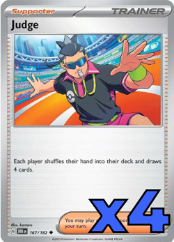 4x Judge 167/182 Sv10: Destined Rivals PLAYSET x4 - Pokemon TCG - NM - Image 1