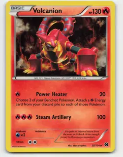 2016 Pokemon, Steam Siege, #25/114 Volcanion, Cracked Ice Holo Rare, Deck - Image 1