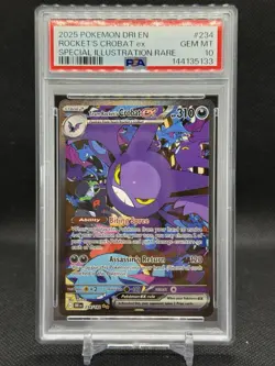 2025 POKEMON DRI EN-DESTINED RIVALS #234 TEAM ROCKET'S CROBAT EX PSA 10 - Image 1