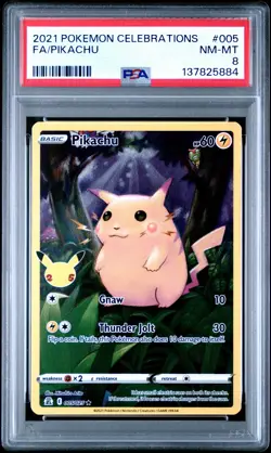 2021 POKEMON CELEBRATIONS #005 FULL ART/PIKACHU PSA 8 - Image 1
