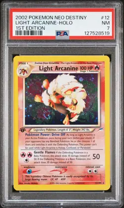 2002 POKEMON NEO DESTINY 1ST ED #12 LIGHT ARCANINE-HOLO PSA 7 - Image 1