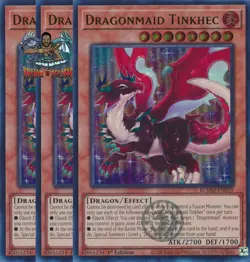 Yugioh! 3x Dragonmaid Tinkhec BLMM-EN059 Emblazoned Ultra Rare 1st Ed NM - Image 1