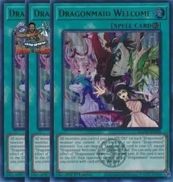 Yugioh! 3x Dragonmaid Welcome BLMM-EN066 Emblazoned Ultra Rare 1st Ed NM - Image 1