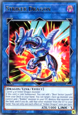 Striker Dragon - MGED-EN145 - Gold Rare - 1st Edition Yugioh - Image 1