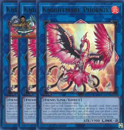 Yugioh! 3x Knightmare Phoenix BLMM-EN091 Emblazoned Ultra Rare 1st Ed NM - Image 1