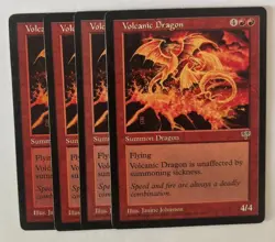 MTG 4X MIRAGE VOLCANIC DRAGON NM MAGIC THE GATHERING RARE ENGLISH CREATURE RED - Image 1