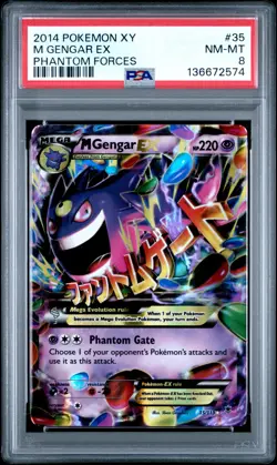 Pokemon 2014 XY Phantom Forces M Gengar EX Full Art Mega #35/119 35 NM-MT PSA 8 - Image 1