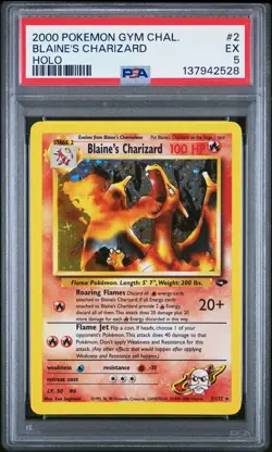 2000 POKEMON GYM CHALLENGE HOLO #2 BLAINE'S CHARIZARD PSA 5 - Image 1