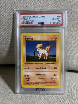 1999 POKEMON BASE SET 1ST EDITION #60 PONYTA PSA 10 - Image 1