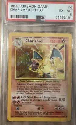 1999 POKEMON GAME #4 CHARIZARD-HOLO PSA 6 - Image 1