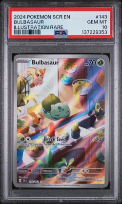 2024 POKEMON SCR EN-STELLAR CROWN ILLUSTRATION RARE #143 BULBASAUR PSA 10 - Image 1