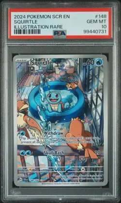 2024 POKEMON SCR EN SQUIRTLE ILLUSTRATION RARE #158 PSA 10 - Image 1