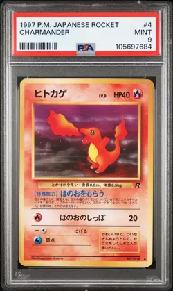 1997 POKEMON JPN ROCKET #4 CHARMANDER PSA 9 - Image 1