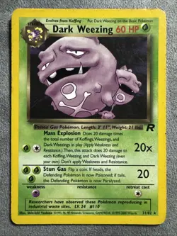 2000 Pokemon, Team Rocket, #31/82 Dark Weezing, Rare - Image 1