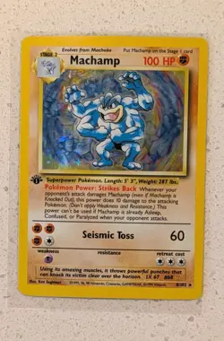 Machamp Holo Rare 1st Edition 1999 Base Set 8/102 Pokemon Card - LP - Image 1