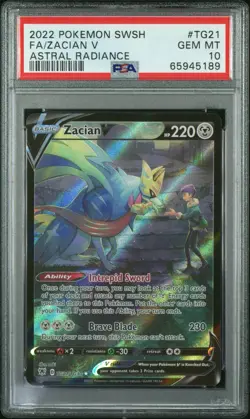 Pokemon 2022 Zacian V Full Art Holo Ultra Rare PSA 10 Astral Radiance TG21 - Image 1