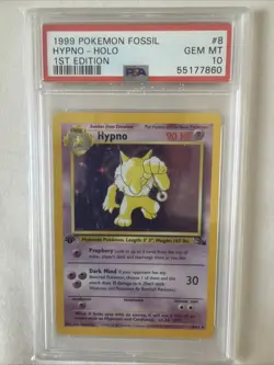 1999 POKEMON FOSSIL #8 HYPNO-HOLO 1ST EDITION - Image 1