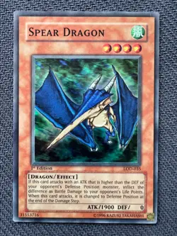 Yugioh Spear Dragon 1st Edition Super Rare LOD-035 LP/NM - Image 1