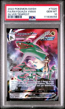 2022 POKEMON SWORD & SHIELD SILVER TEMPEST #TG20 FULL ART/RAYQUAZA VMAX PSA 10 - Image 1