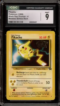 Pokemon Pikachu Movie WB Black Star Promo #4 CGC 9 Mint - Image 1
