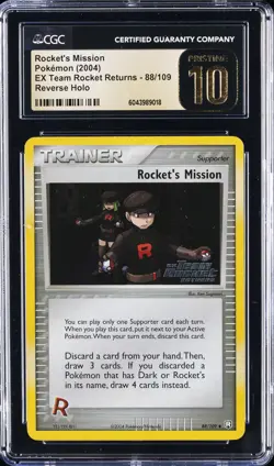 POKEMON EX TEAM ROCKET RETURNS REVERSE HOLO ROCKET'S MISSION CGC 10 PRISTINE - Image 1