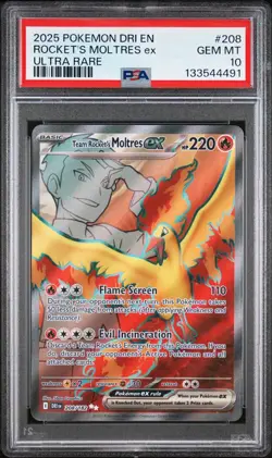 2025 Pokemon Dri EN-Destined Rivals Rocket's Moltres EX Ultra Rare PSA 10 - Image 1