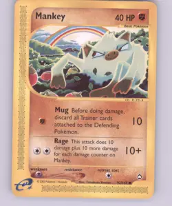 Pokemon Aquapolis #092/147 Mankey Non Holo NM - Image 1