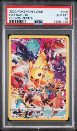 2023 POKEMON SWORD & SHIELD CROWN ZENITH #160 FULL ART/PIKACHU PSA 10 - Image 1