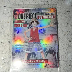 Bandai Namco Monkey D. Luffy Promo Holo P-055 One Piece CCG College Basketball … - Image 3