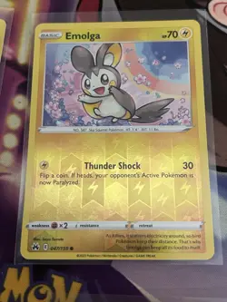 EMOLGA 047/159 Reverse Holo Crown Zenith Pokemon Common TCG Card NM/MINT - Image 1