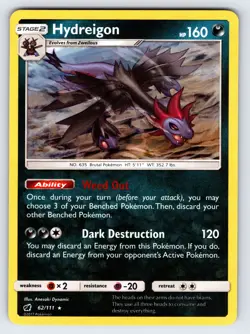 Hydreigon 62/111 2017 Crimson Invasion Pokemon Card Nintendo Cracked Ice Holo Nm - Image 1