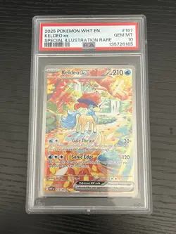 2025 POKEMON WHT EN-WHITE FLARE SPECIAL ILLUSTRATION RARE #167 KELDEO EX PSA 10 - Image 1