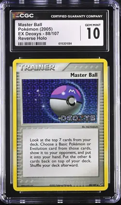 CGC 10 Master Ball 2005 EX Deoxys 88/107 Reverse Holo Stamped Pokemon Card - Image 1