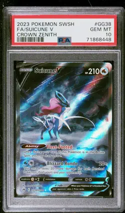 2023 Pokemon Sword And Shield Crown Zenith #GG38 Suicune V PSA 10 - Image 1