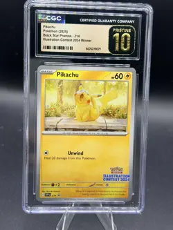 POKEMON CGC PRISTINE 10 PIKACHU ILLUSTRATION CONTEST WINNER 2024 #214 PROMO - Image 1